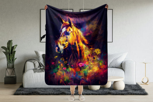 Arabian Horse Blanket - Sherpa Blanket Horse Art