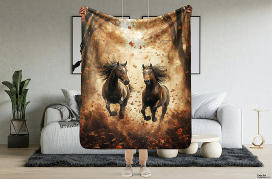 Wild horses Blanket - Autumn Forest
