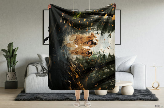 Golden Retriever Blanket | Sherpa & Throw Blanket for Dog Art Lovers