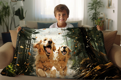 Golden Retriever Blanket | Sherpa & Throw Blanket for Dog Art Lovers