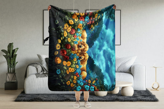 Golden Retriever Blanket | Sherpa & Throw Blanket for Dog Art Lovers