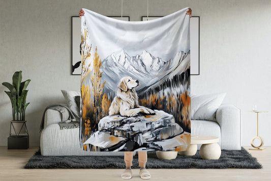 Golden Retriever Blanket | Sherpa & Throw Blanket for Dog Art Lovers