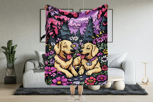 Golden Retriever Blanket | Sherpa & Throw Blanket for Dog Art Lovers