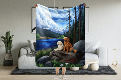 Golden Retriever Blanket | Sherpa & Throw Blanket for Dog Art Lovers