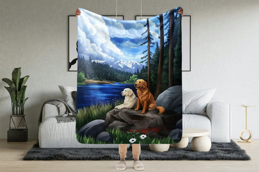 Golden Retriever Blanket | Sherpa & Throw Blanket for Dog Art Lovers