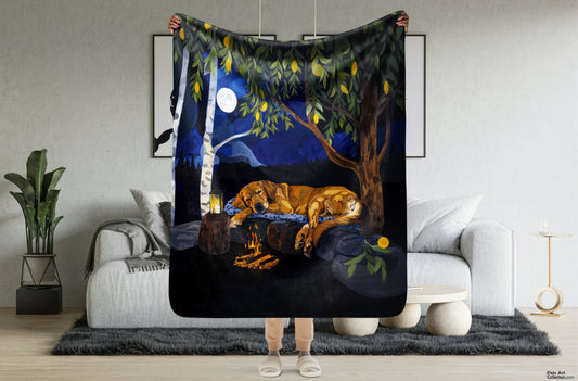 Golden Retriever Blanket | Sherpa & Throw Blanket for Dog Art Lovers