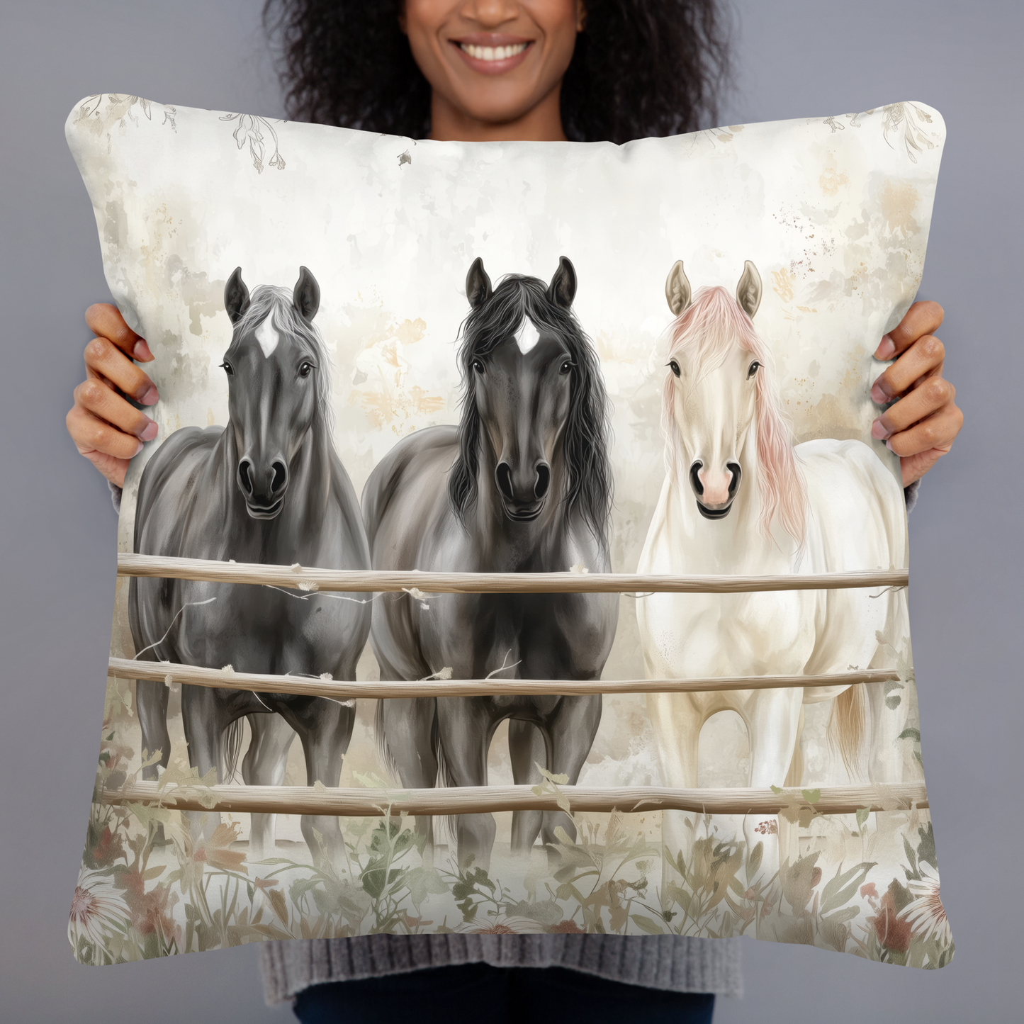 Throw Pillow - Three horses