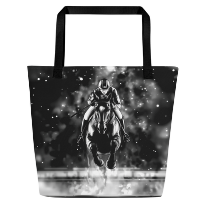Large size Tote Bag / Beach bag for Horse racing lover