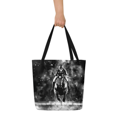 Large size Tote Bag / Beach bag for Horse racing lover
