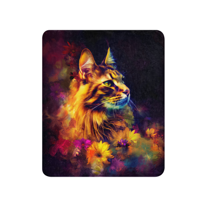 Maine Coon cat Blanket | Sherpa & Throw Blanket for Cat Art Lovers