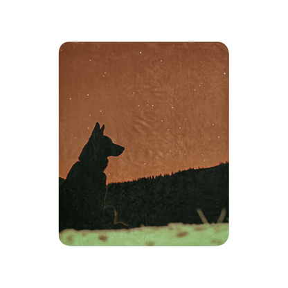 German Shepherd Blanket - Silhouette Star Gazing Design | Throw Blanket and Sherpa Blanket
