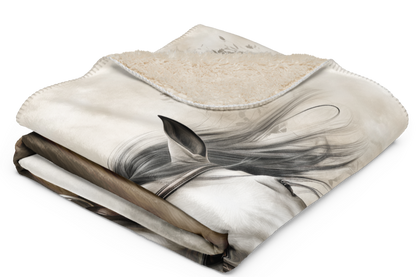 Thoroughbred Horse in the Wind Blanket - Sherpa Blanket Horse Art