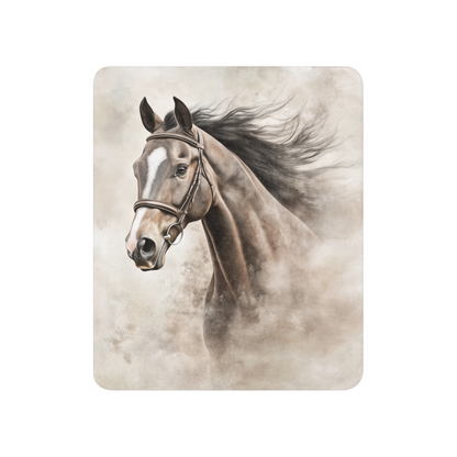 Thoroughbred Horse in the Wind - Sherpa Blanket | Horse Art