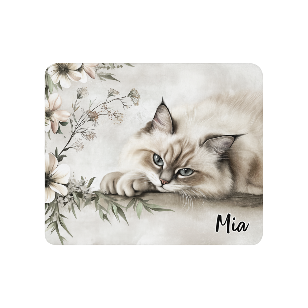 Personalized Throw Blanket - Elegant Fluffy Ragdoll Cat