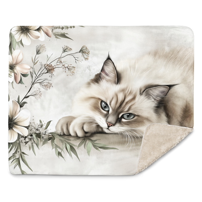 Personalized Throw Blanket - Elegant Fluffy Ragdoll Cat