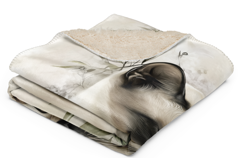 Blanket - Two Siamese cats in love | Sherpa & Throw Blanket for Cat Art Lovers