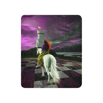 Queen riding white horse on chessboard - Sherpa Blanket | Horse art, medieval and chess enthusiast gift