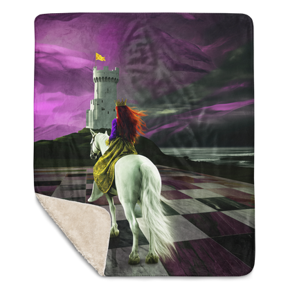 Queen riding white horse on chessboard - Sherpa Blanket | Horse art, medieval and chess enthusiast gift