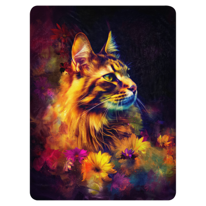 Maine Coon cat Blanket | Sherpa & Throw Blanket for Cat Art Lovers