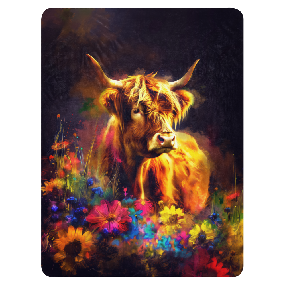 Highland cow Blanket | Sherpa & Throw Blanket for Highland cow Art Lovers