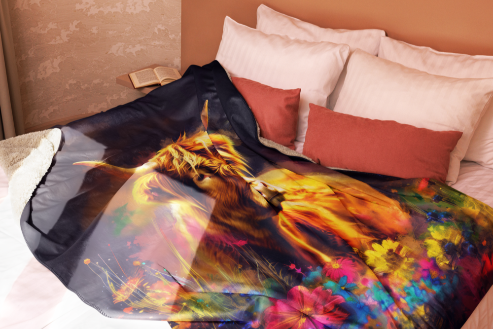 Highland cow Blanket | Sherpa & Throw Blanket for Highland cow Art Lovers