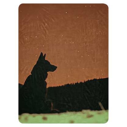 German Shepherd Blanket - Silhouette Star Gazing Design | Throw Blanket and Sherpa Blanket
