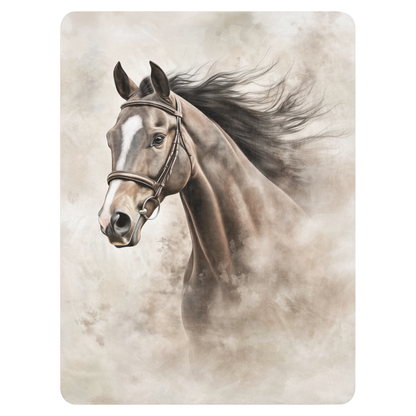 Thoroughbred Horse in the Wind - Sherpa Blanket | Horse Art