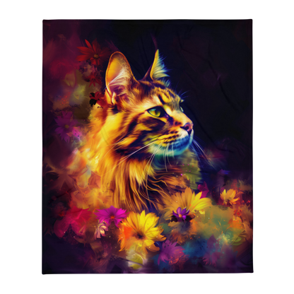 Maine Coon cat Blanket | Sherpa & Throw Blanket for Cat Art Lovers