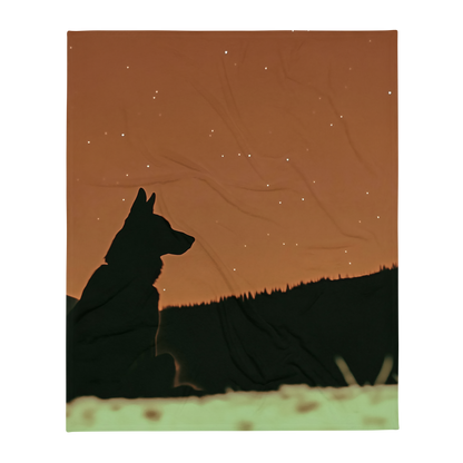 German Shepherd Blanket - Silhouette Star Gazing Design | Throw Blanket and Sherpa Blanket
