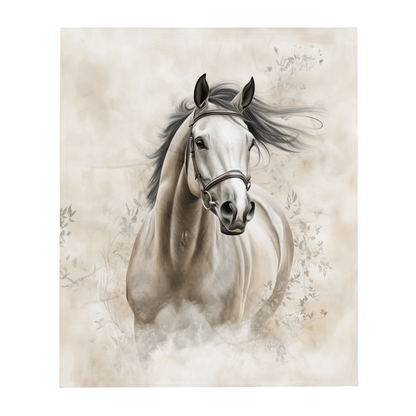 Thoroughbred Horse in the Wind Blanket - Sherpa Blanket Horse Art