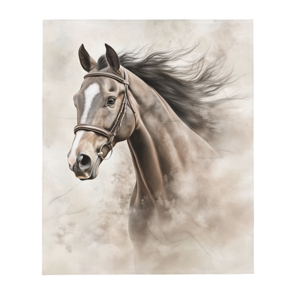Thoroughbred Horse in the Wind - Sherpa Blanket | Horse Art
