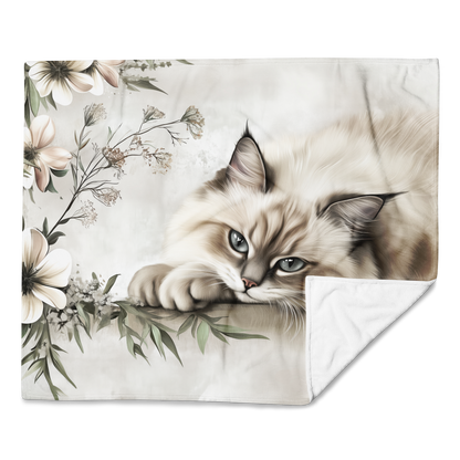Personalized Throw Blanket - Elegant Fluffy Ragdoll Cat