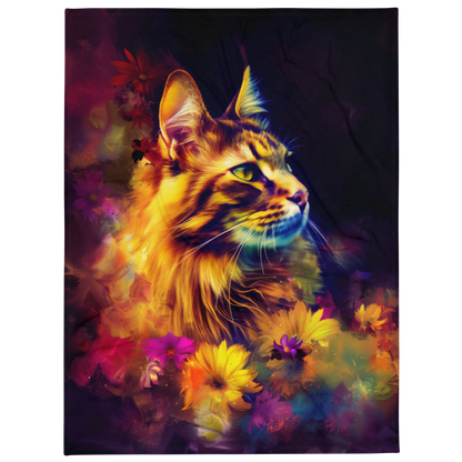 Maine Coon cat Blanket | Sherpa & Throw Blanket for Cat Art Lovers