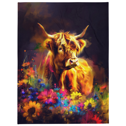 Highland cow Blanket | Sherpa & Throw Blanket for Highland cow Art Lovers