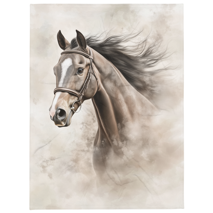 Thoroughbred Horse in the Wind - Sherpa Blanket | Horse Art