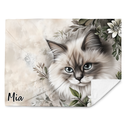 Personalizable Ragdoll cat Blanket | Sherpa & Throw Blanket for Cat Art Lovers